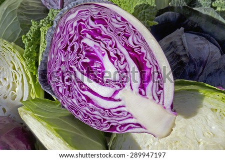 assortment green and red cabbage