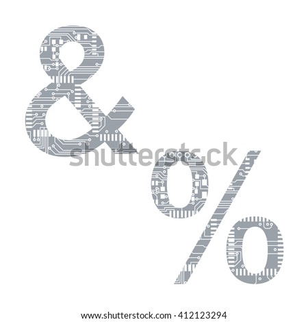 Circuit board symbol ampersand percent Vector Illustration
