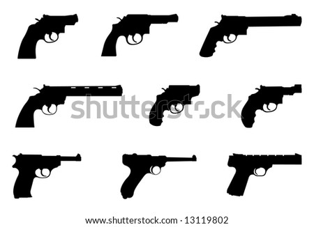 Vector Silhouettes Of Handguns. - 13119802 : Shutterstock