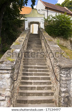 the picture of old stairs to castle