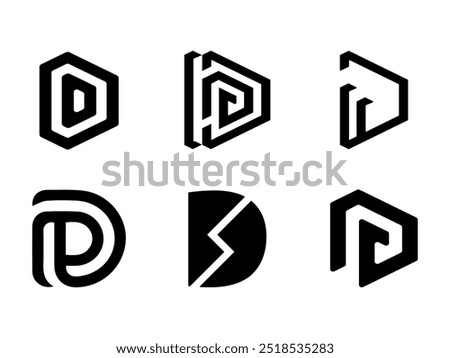 Collection logo monogram vector with minimalism style logogram latter D