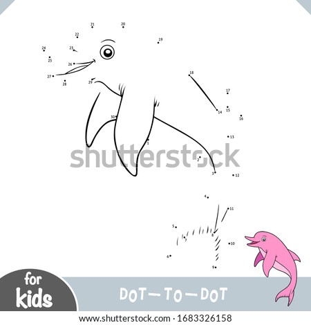 Numbers game, education dot to dot game for children, Freshwater Amazon dolphin