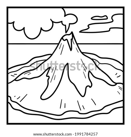 Coloring book for children, Volcano background
