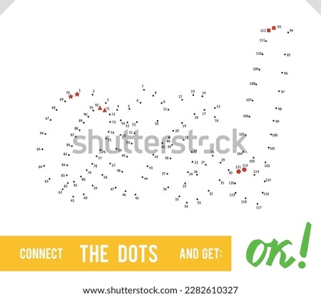 Lettering Word Ok by dot to dot for children and adults. Numbers game for postcards, congratulations and activity books