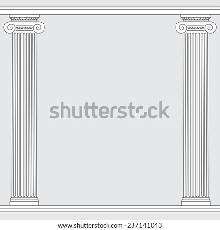 black and white line drawing. columns. Vector illustration
