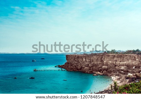 Sharm Sl Sheikh with natural beach and red sea view with a clear sky Stok fotoğraf © 