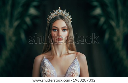 Similar – Image, Stock Photo Elegant female in ancient fortress