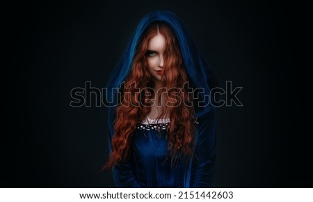 Similar – Image, Stock Photo Gothic style portrait of a young woman with cool style