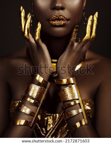 Similar – Image, Stock Photo Close portrait of a smiling young african arab poc happy after finishing her training. New habits fit life new year concept. Colorful, losing weight gaining health concept