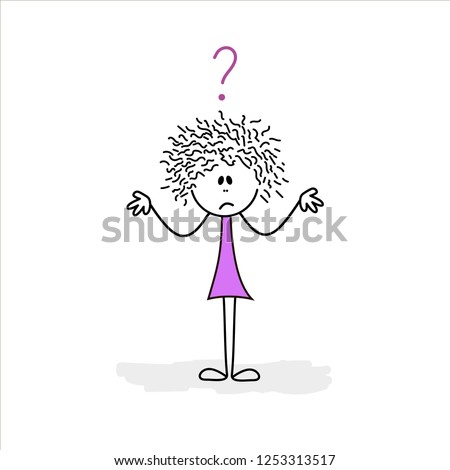 Stick woman with question n mark. Concept image for several business ideas