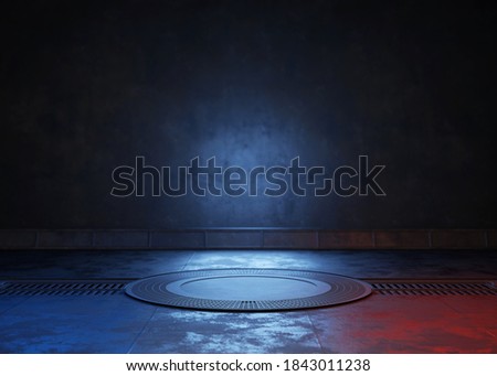 Empty dark room, Modern Futuristic Sci Fi Background. 3D illustration Stock fotó © 