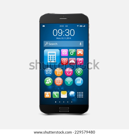 Smartphone with application icons.vector