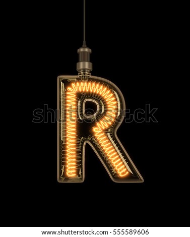 Alphabet R made of light bulb. 3D illustration Stock fotó © 
