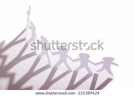 Paper people on white background. Social unity concept background