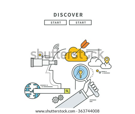 simple line flat design of discover idea, modern vector illustration