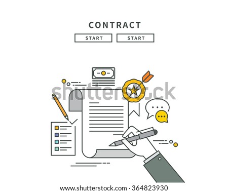 simple line flat design of contract, modern vector illustration
