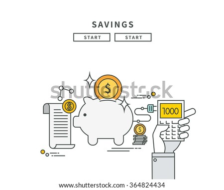 simple line flat design of savings, modern vector illustration