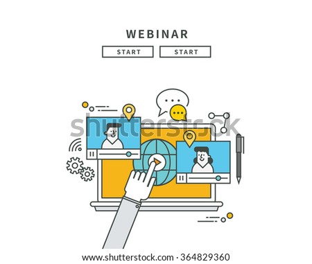 simple line flat design of webinar, modern vector illustration