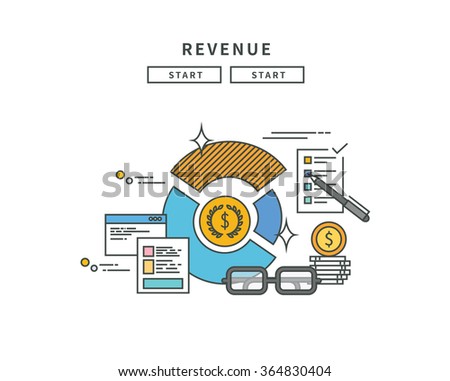 simple line flat design of revenue, modern vector illustration