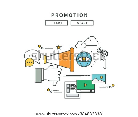 simple line flat design of promotion, modern vector illustration