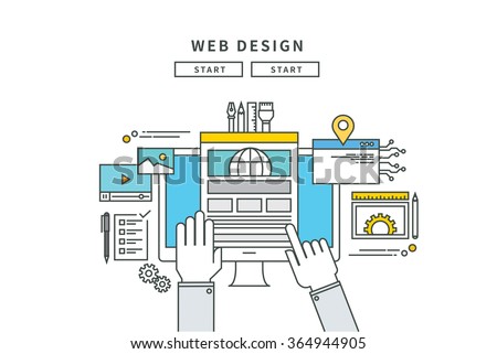 simple line flat design of web design, modern vector illustration