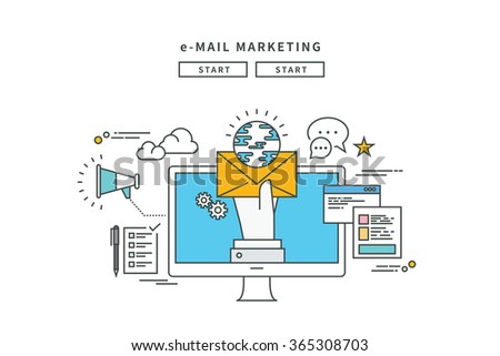 simple line flat design of E-MAIL Marketing, modern vector illustration