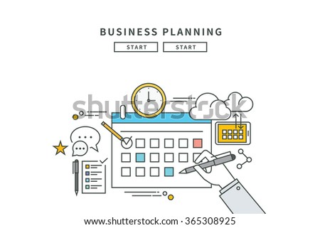 simple line flat design of business planning, modern vector illustration