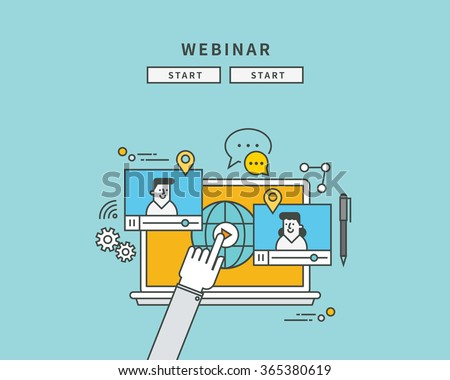 simple color line flat design of webinar, modern vector illustration