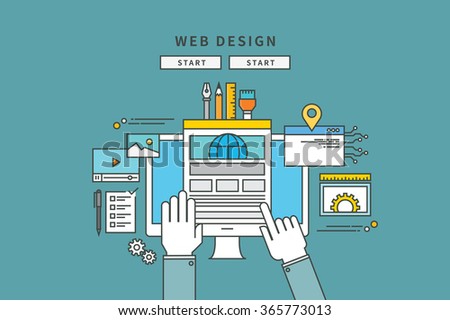 simple color line flat design of web design, modern vector illustration