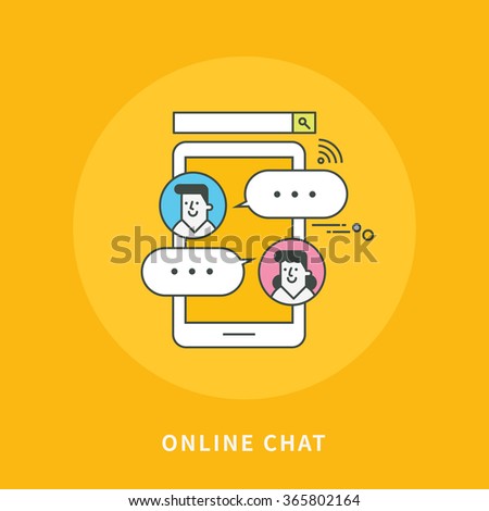 circle color line flat design of online chat, modern vector illustration