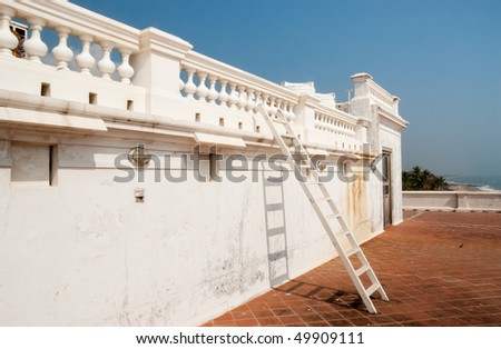 A ladder for moving up to the next level. Colonial architecture.