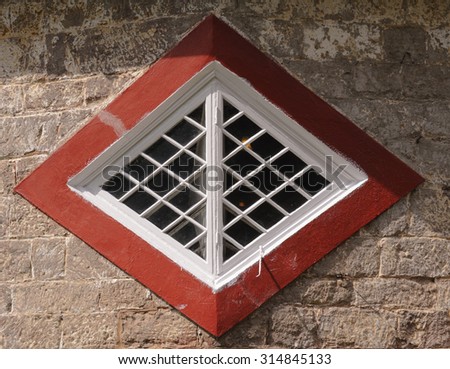 Diamond Shaped Windows in the Sixteen Sided House A la Ronde between Exeter and Exmouth in Devon, England, UK