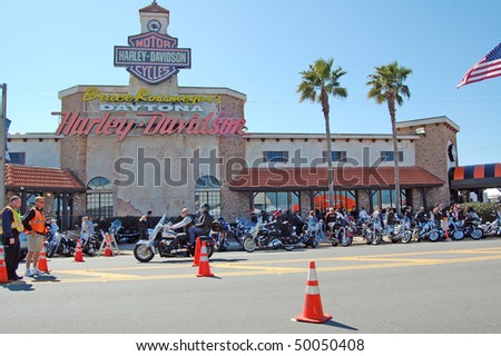 DAYTONA BEACH, FL - MARCH 6:  Daytona Beach Harley-Davidson store is one hot spot for bikers in town for 