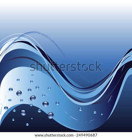 Background with lines and drops in blue. Abstract seamless background for design.
