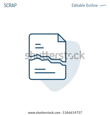 Torn paper icon, Scrap Document icon, Rough work, conflict of interest, unsafe data, Corporate Business office files, Editable stroke
