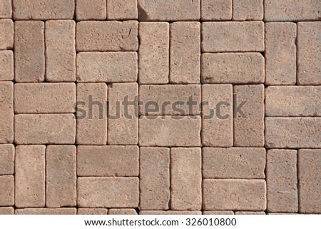 Beautiful Luxury German Vintage Ceramic Clinker Pavers for Patio as a Textured Background for Your Text. Add Your Text. Floor pavers in a path, detail of a pavement to walk.