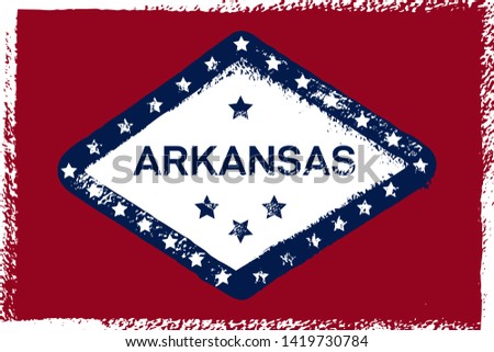 Arkansas Grunge Flag. American state symbol. Texture Background Poster Banner t-Shirt Print