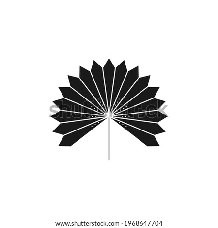 Dried Palm Leaf Silhouette in Simple Style. Vector Tropical Leaf Boho Emblem. Floral Illustration for create Logo, Pattern, T-shirt Prints, Tattoo design, Social Media Post and Stories
