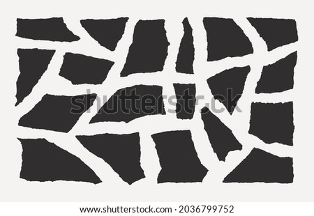 Set of Torn Paper Frames. Vector Collage Shape of Black Ripped Papers Silhouettes isolated on white background. Foto stock © 