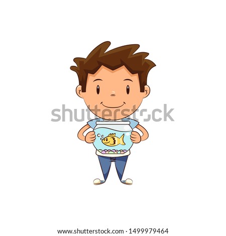 Similar – Image, Stock Photo child holding a fish and showing it to the camera