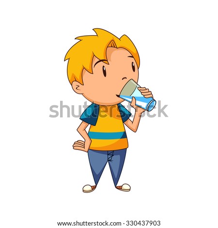 Kid Drinking Water, Vector Illustration - 330437903 : Shutterstock