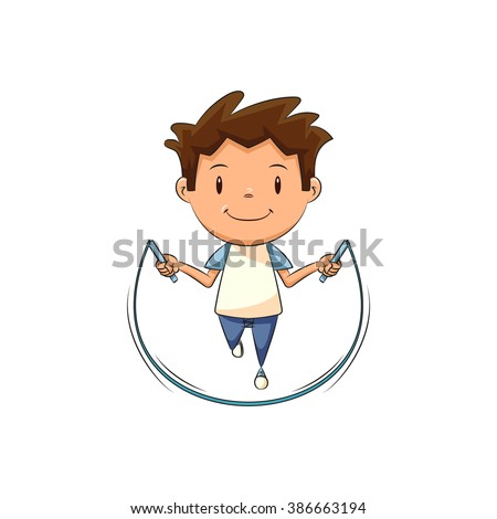 Child jumping rope, vector illustration