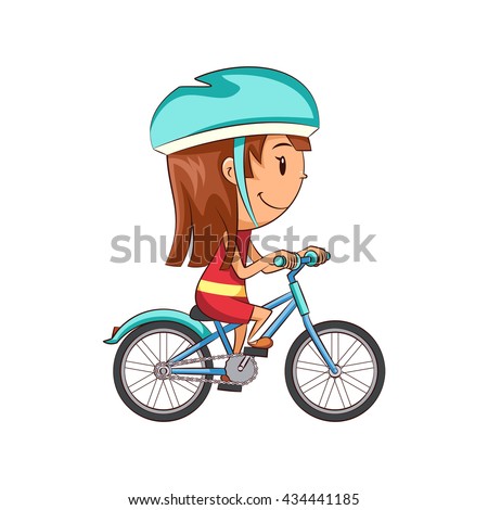 Girl Riding Bike, Vector Illustration - 434441185 : Shutterstock