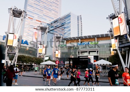 LOS ANGELES - OCTOBER 30: Nokia Plaza at LA Live for pre-show event at the Rock \'n Roll Marathon in Los Angeles on October 30, 2011.