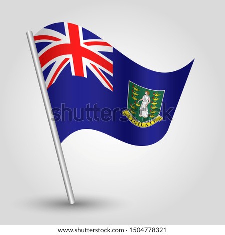 vector waving simple triangle islander flag on slanted silver pole - symbol of british virgin islands with metal stick