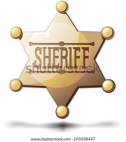 Sheriff'S Six Pointed Star On A White Background With A Shadow At The ...