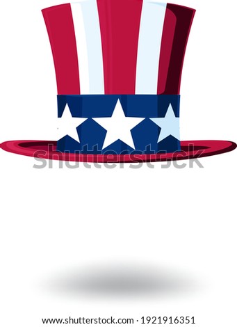 Uncle Sam's hat in a top hat stylized under the Stars and Stripes USA flag
