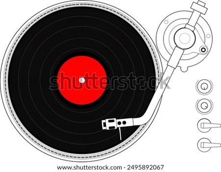 classic music record player with plate isolated on white background