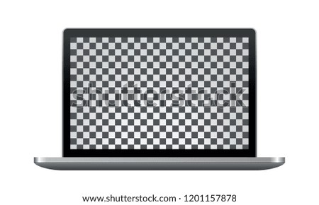 new laptop with transparent screen, mock up, vector illustration