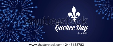 Happy Quebec Day. National holiday of Quebec. Saint Jean-Baptiste Day. Realistic ribbons and decorations with holiday symbol